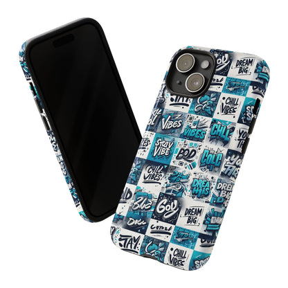Vibrant 3D Wrap Phone Case in Blue with Playful Retro Design for Stylish Protection Compatible with iPhone 13, 14, 15 & 16 – all models including Pro, Pro Max & Plus