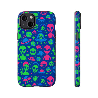 Vibrant Multicolour Alien 3D Wrap Phone Case in Retro Anime Style for Stylish Protection Compatible with iPhone 13, 14, 15 & 16 – all models including Pro, Pro Max & Plus