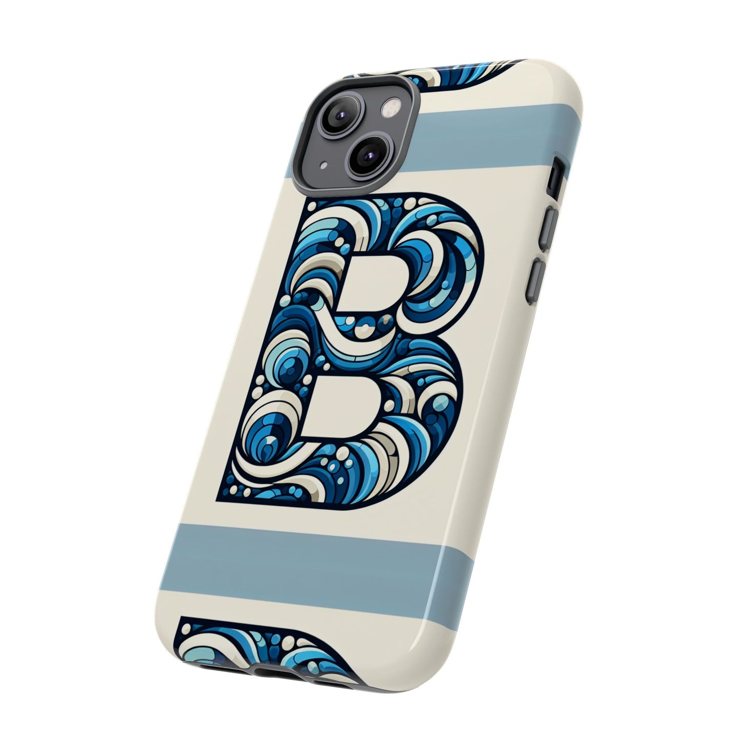 blue alphabet letter b phone case with 3d wrap and shock protection for kids and teens durable tpu cover with vibrant design
