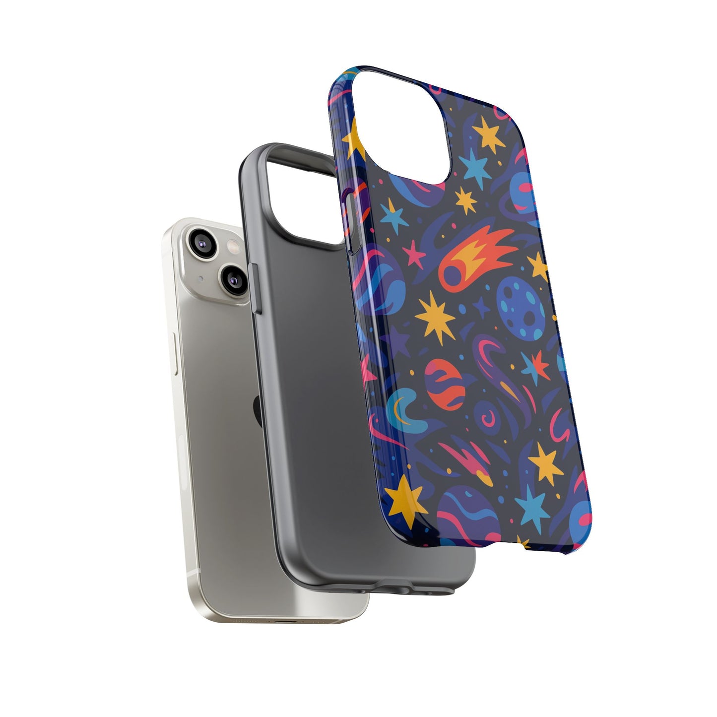 vibrant 3d space design protective phone case for stylish protection and self-expression compatible with iphone 13, 14, 15 & 16 – all models including pro, pro max & plus
