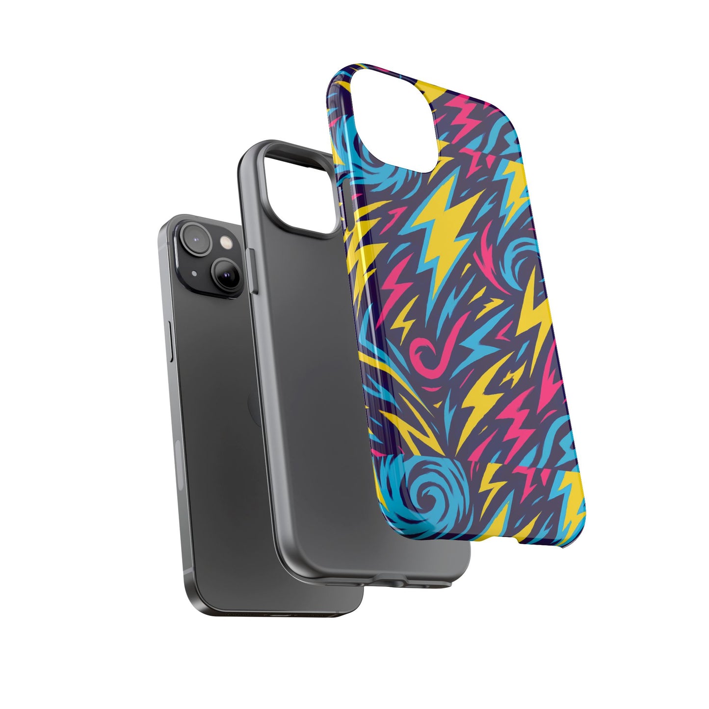 vibrant retro lightning bolt protective phone case with 3d design for fashion lovers compatible with iphone 13, 14, 15 & 16 – all models including pro, pro max & plus