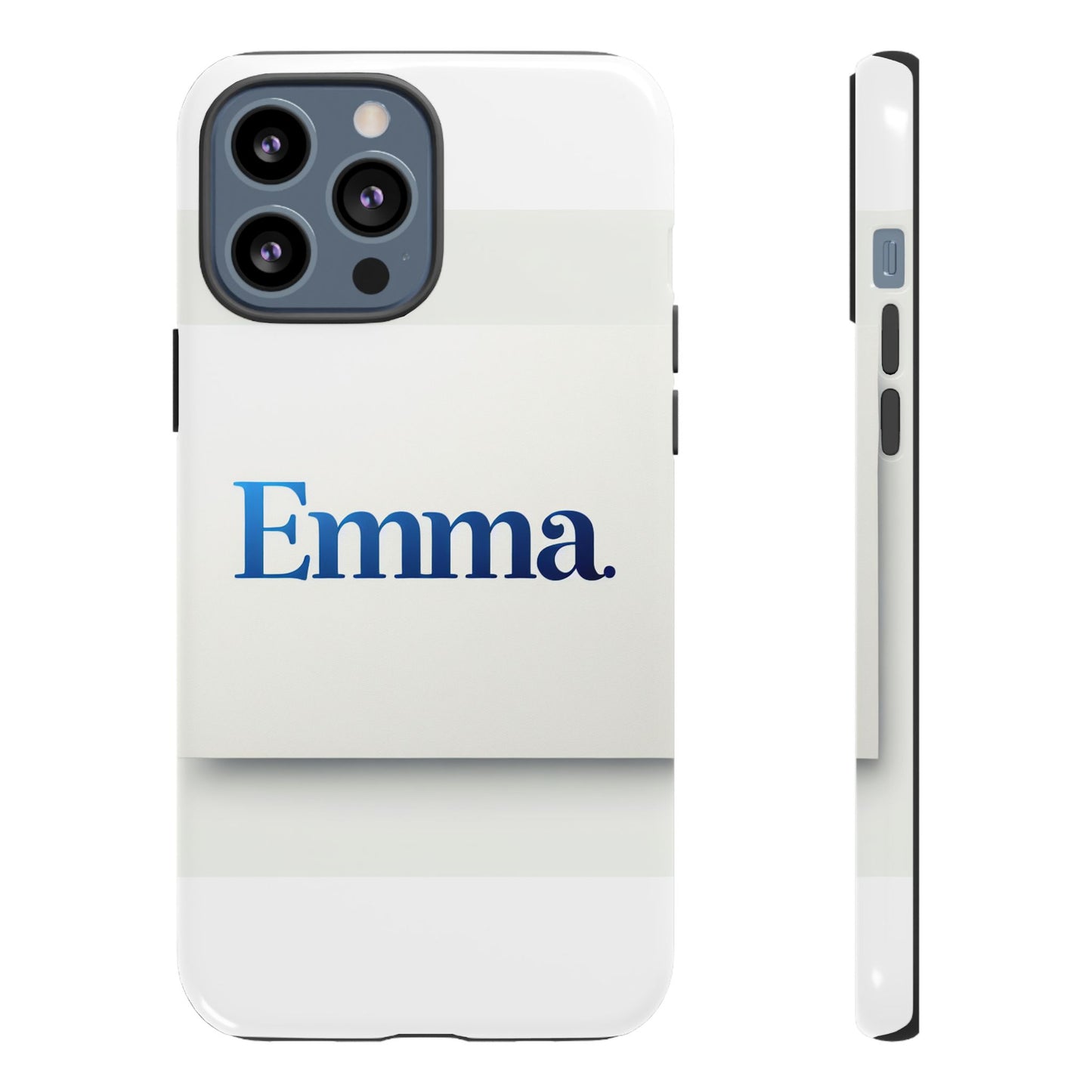 elegant personalised protective phone case in white with blue typography for stylish individuals compatible with iphone 13, 14, 15 & 16 – all models including pro, pro max & plus
