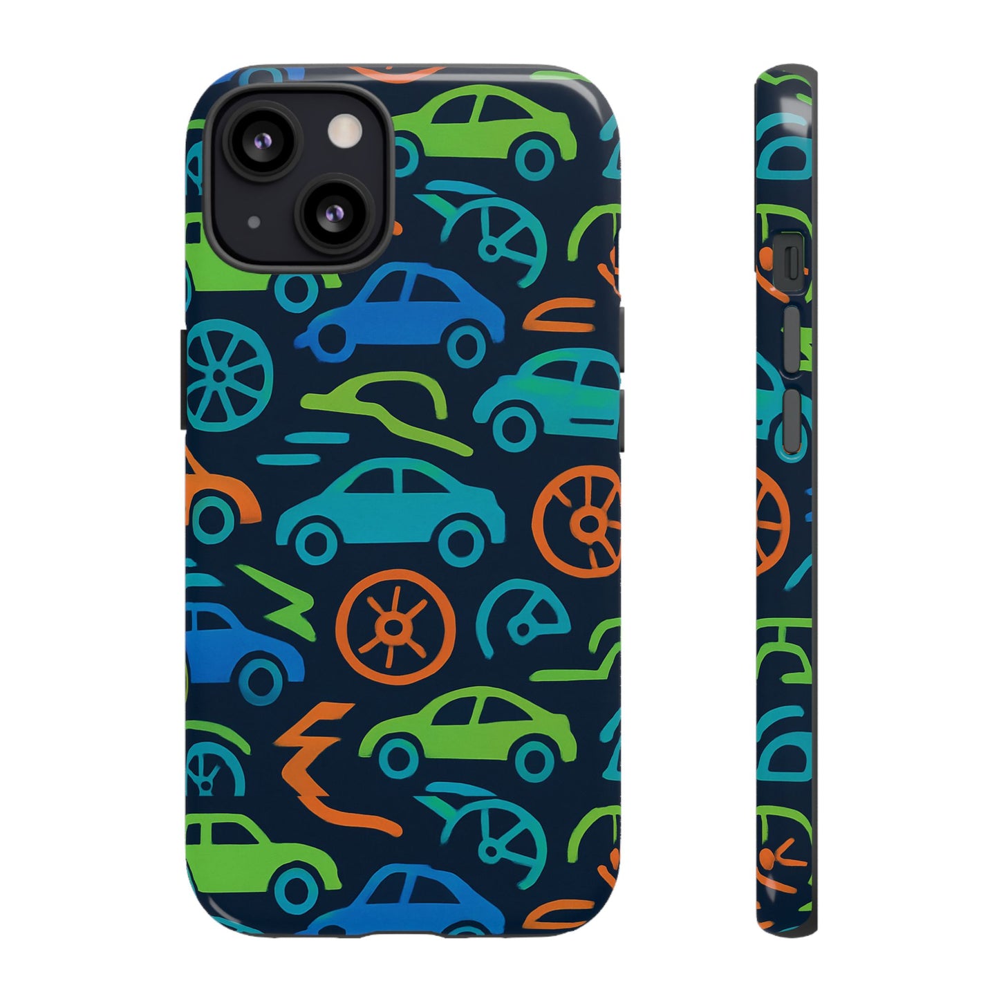 vibrant 3d car design protective phone case for kids and teens - playful multicolour style - stylish protection for everyday use - compatible with iphone 13, 14, 15 & 16 – all models including pro, pro max & plus