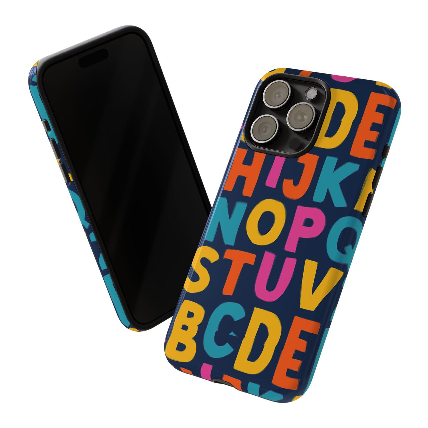 multicolour alphabet 3d wrap protective phone case for unique style and playful expression compatible with iphone 13, 14, 15 & 16 – all models including pro, pro max & plus
