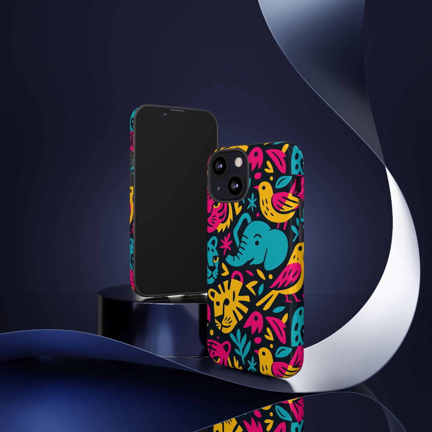 vibrant 3d animal print protective phone case colourful design for stylish protection compatible with iphone 13, 14, 15 & 16 – all models including pro, pro max & plus