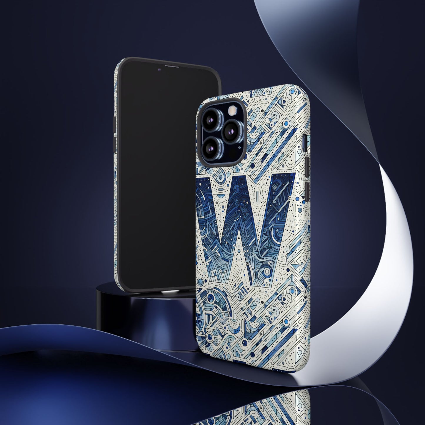 blue alphabet w phone case for smartphones - vibrant 3d wrap design with shock absorption and uv protection, suitable for fans of anime, comics, and unique accessories