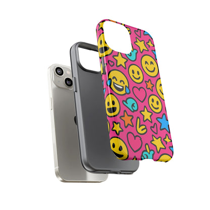 Vibrant Pink Emoji Phone Case with 3D Wrap Design for Stylish Protection Compatible with iPhone 13, 14, 15 & 16 – All Models Including Pro, Pro Max & Plus