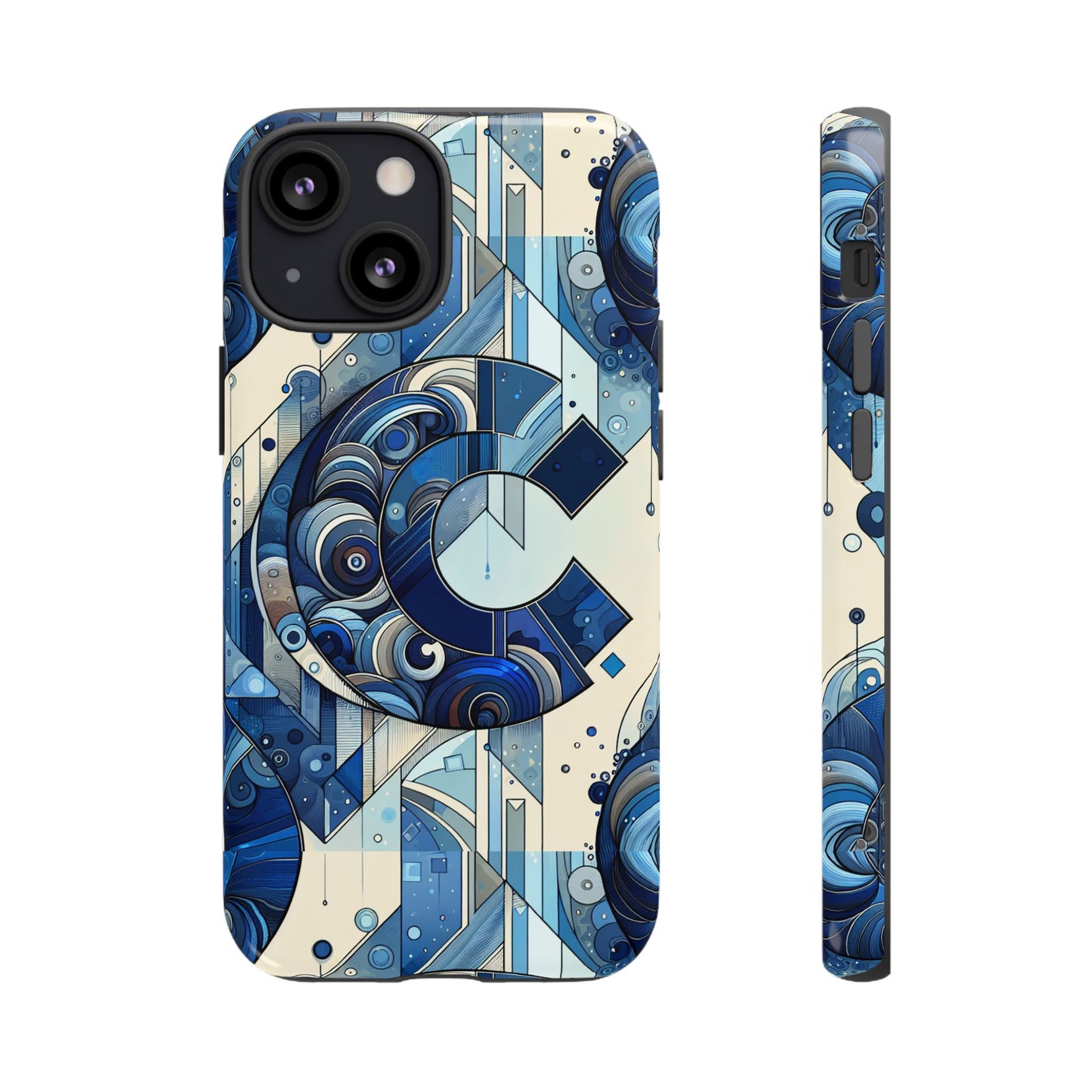 blue alphabet c phone case for smartphone protection with 3d wrap design, shock absorption, uv protection, durable silicone material, suitable for tech enthusiasts and individuality seekers