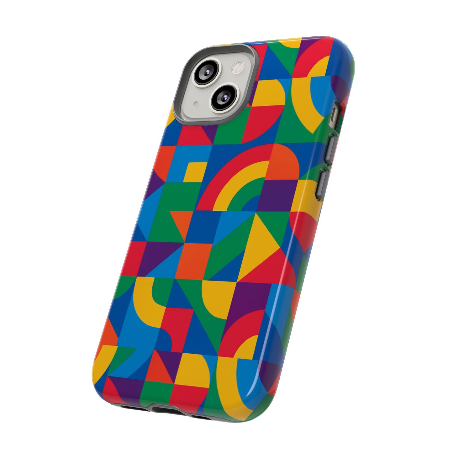 vibrant 3d geometric phone case with bold design stylish protection accessory compatible with iphone 13, 14, 15 & 16 – all models including pro, pro max & plus