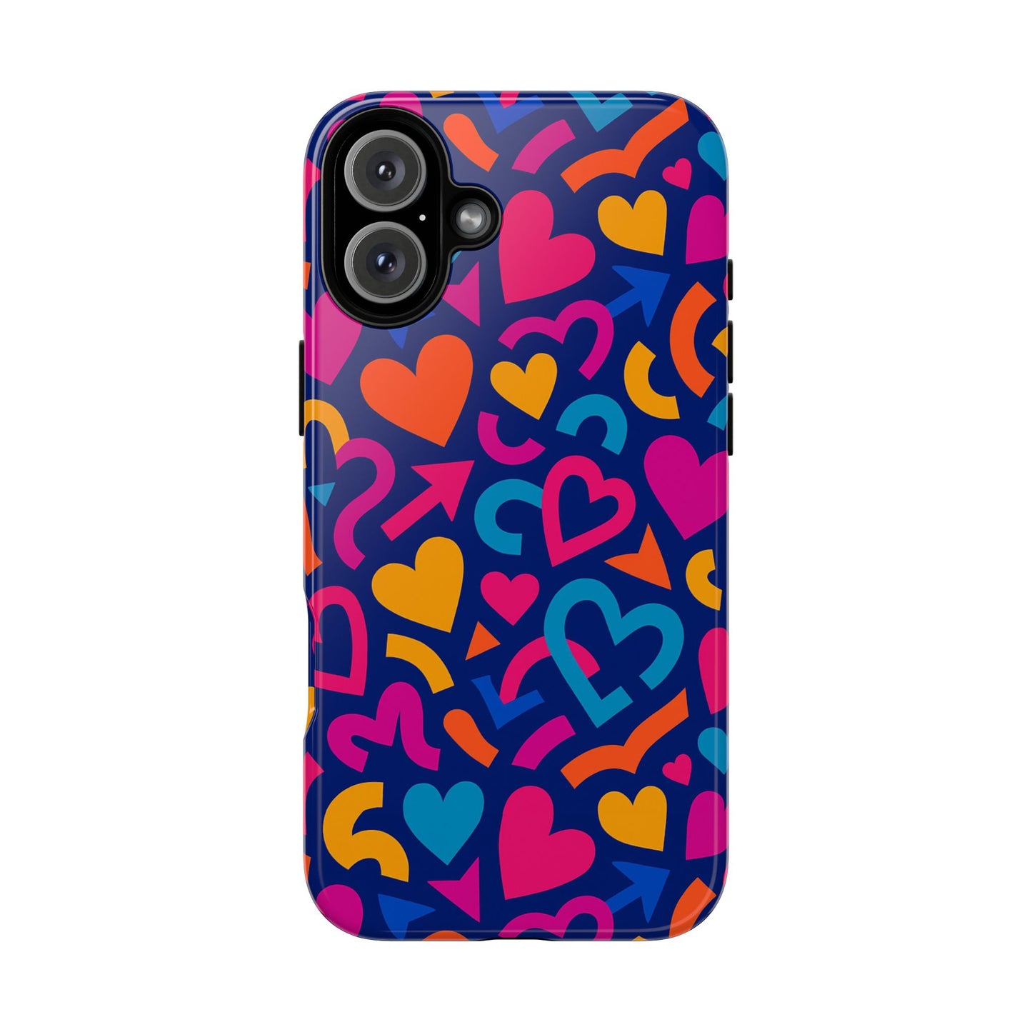vibrant multicolour heart pattern protective phone case with 3d wrap design for stylish smartphone accessories compatible with iphone 13, 14, 15 & 16 – all models including pro, pro max & plus