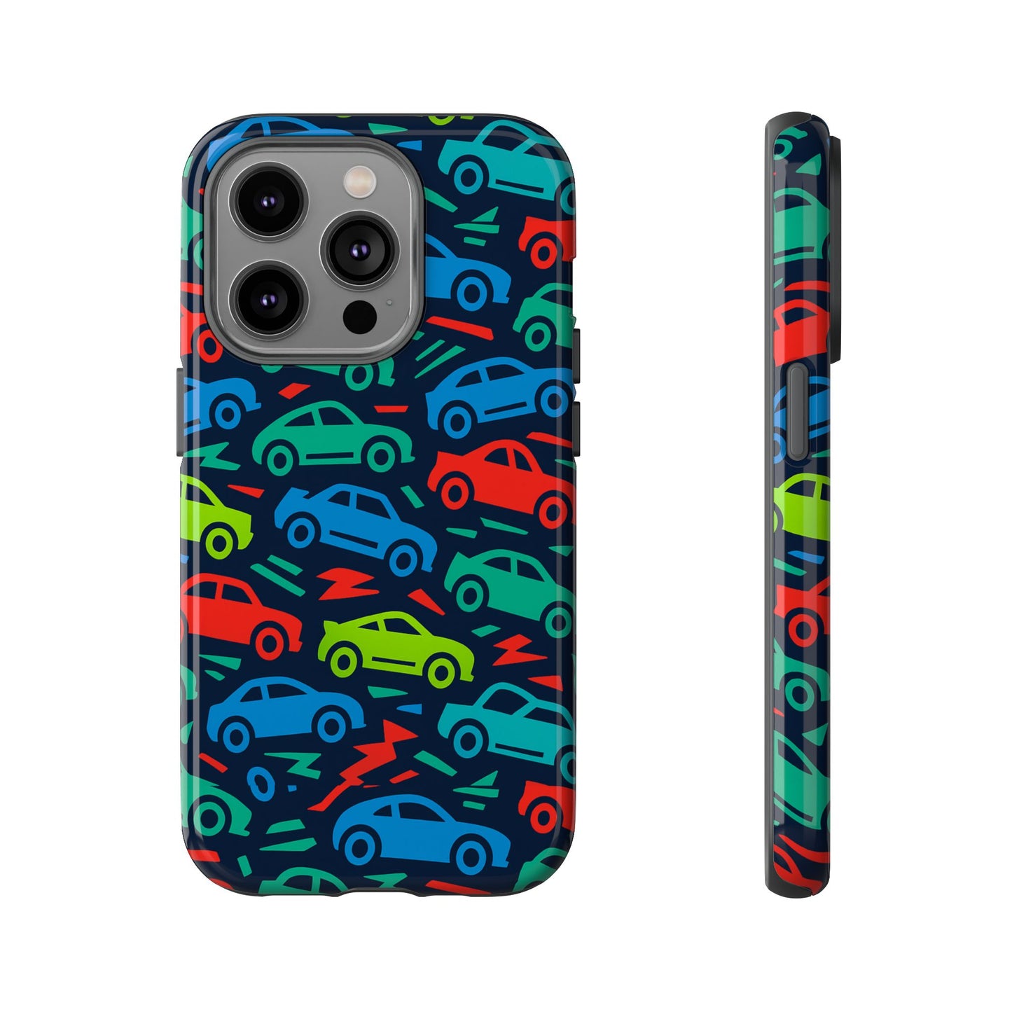 vibrant retro automotive design protective phone case for kids and adults – colourful 3d wrap style – stylish protection compatible with iphone 13, 14, 15 & 16 – all models including pro, pro max & plus