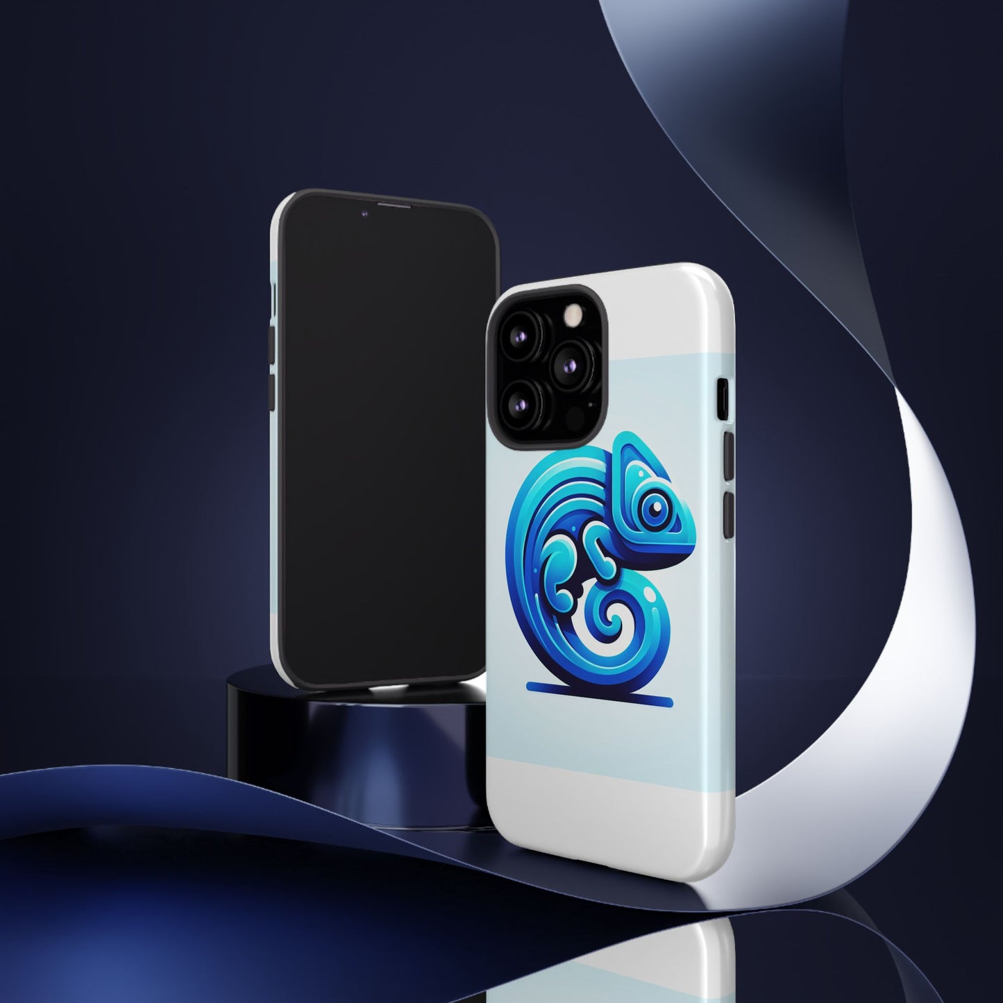 vibrant 3d chameleon phone case in blue retro design for stylish protection – compatible with iphone 13, 14, 15 & 16 – all models including pro, pro max & plus