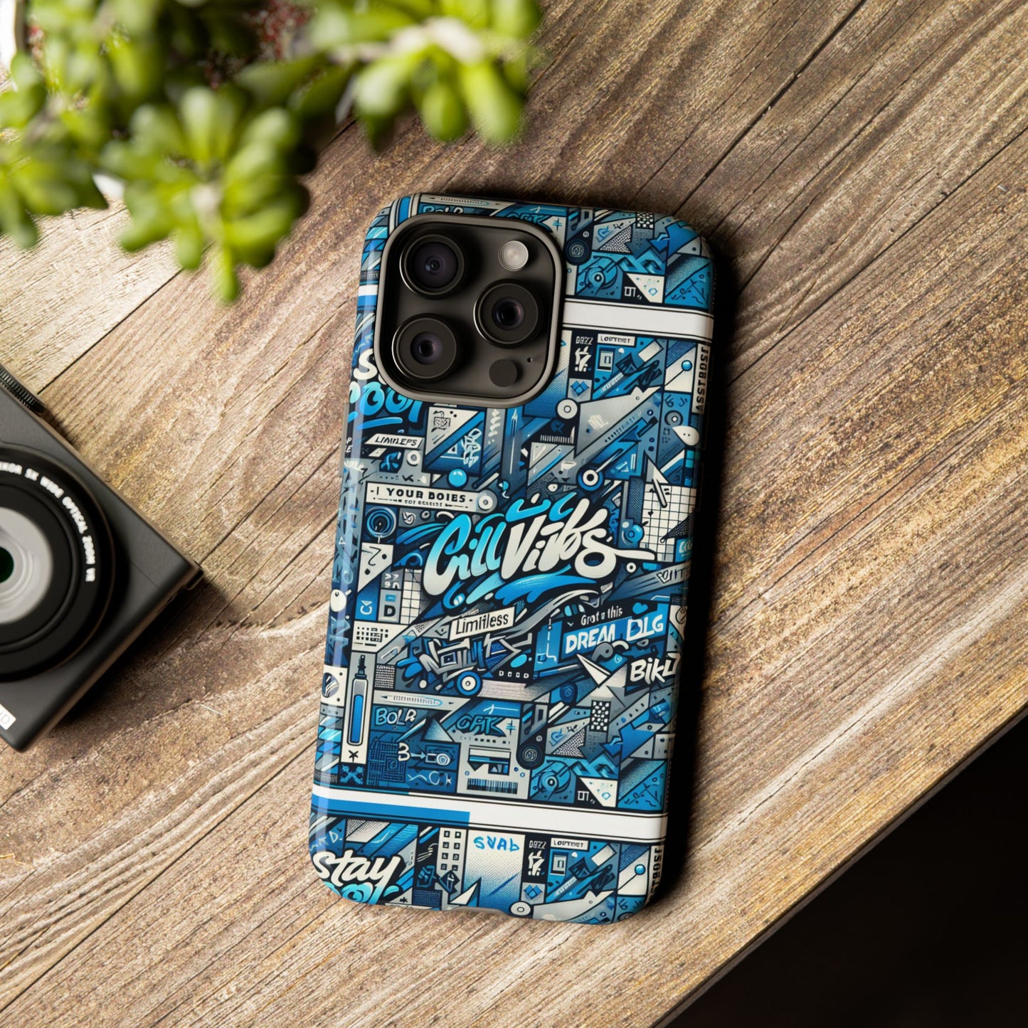 vibrant 3d wrap protective phone case in retro blue aesthetic for stylish protection compatible with iphone 13, 14, 15 & 16 – all models including pro, pro max & plus