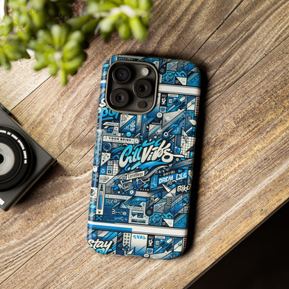 Vibrant 3D Wrap Protective Phone Case in Retro Blue Aesthetic for Stylish Protection Compatible with iPhone 13, 14, 15 & 16 – All Models Including Pro, Pro Max & Plus