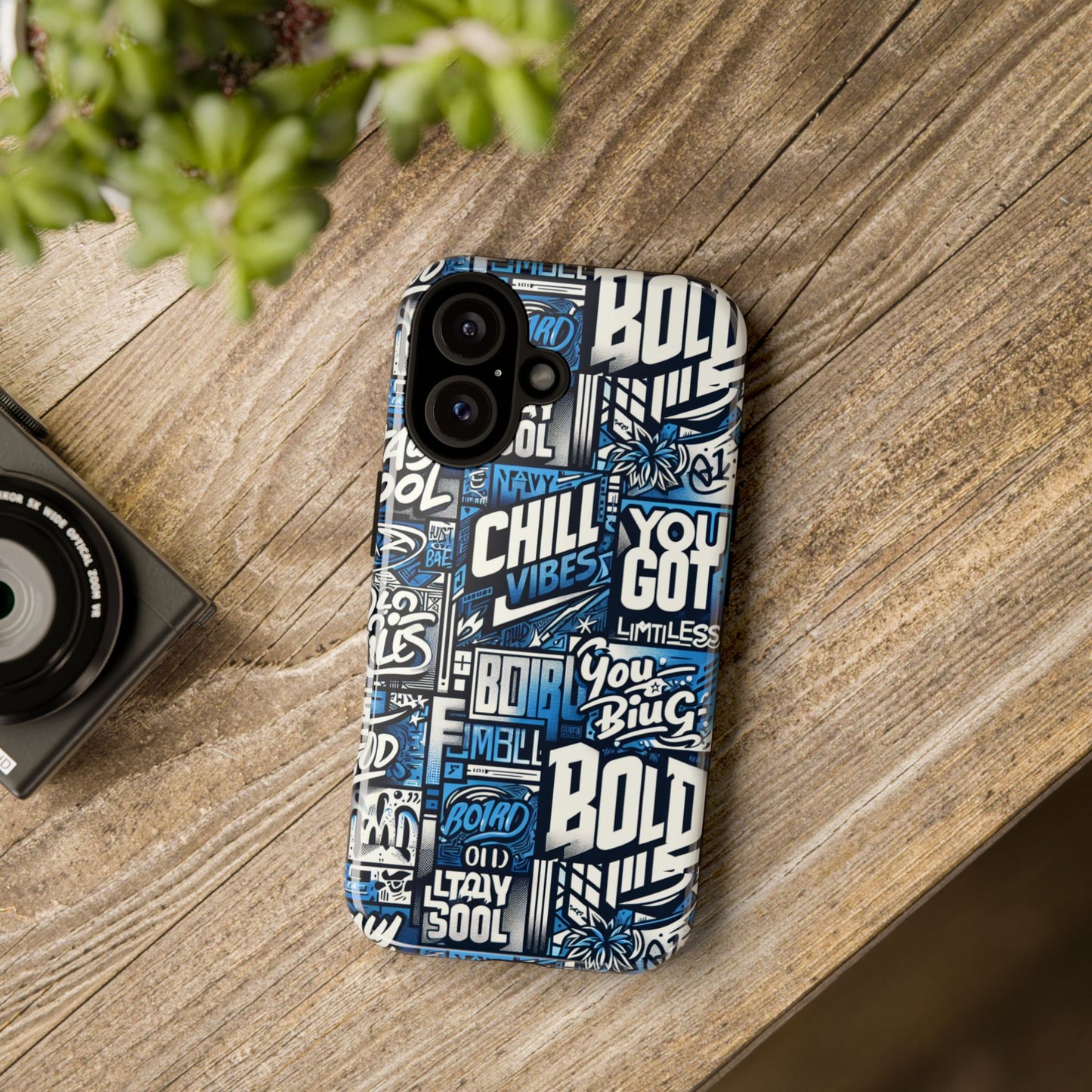 vibrant 3d typography phone case in blue – stylish protection for trendy individuals – compatible with iphone 13, 14, 15 & 16 – all models including pro, pro max & plus