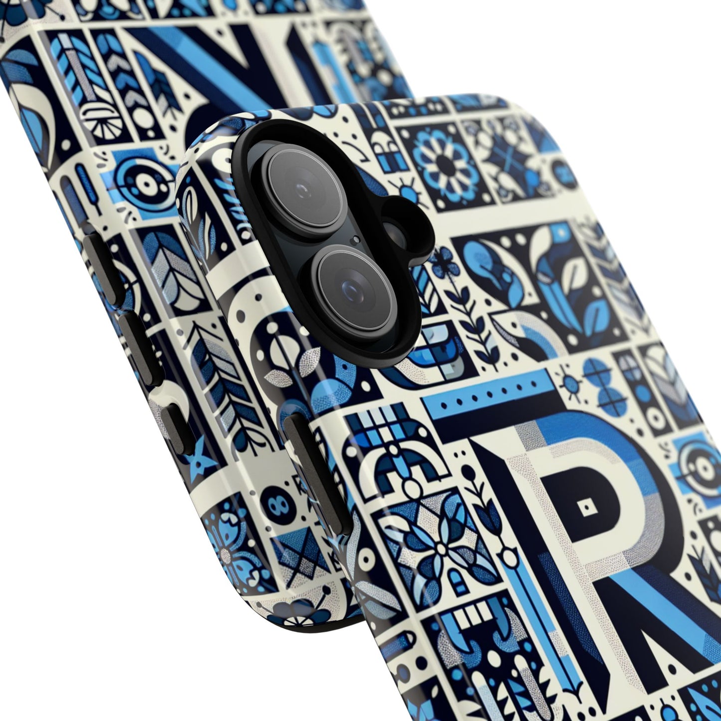 blue alphabet r phone case with 3d wrap and shock absorption for kids and teenagers