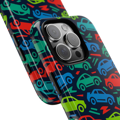 Vibrant Retro Automotive Design Protective Phone Case for Kids and Adults – Colourful 3D Wrap Style – Stylish Protection Compatible with iPhone 13, 14, 15 & 16 – All Models Including Pro, Pro Max & Plus
