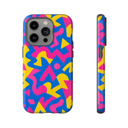 Vibrant Y2K Geometric Protective Phone Case with 3D Wrap Design for Unique Style Compatible with iPhone 13, 14, 15 & 16 – all models including Pro, Pro Max & Plus