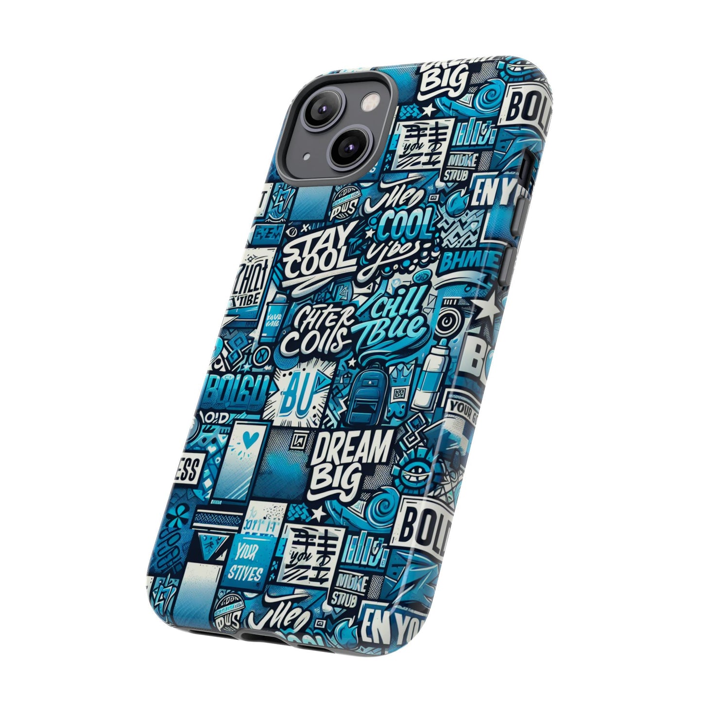 blue pattern image 15 phone case with 3d wrap design shock absorption for android and iphone devices durable uv protected protective cover
