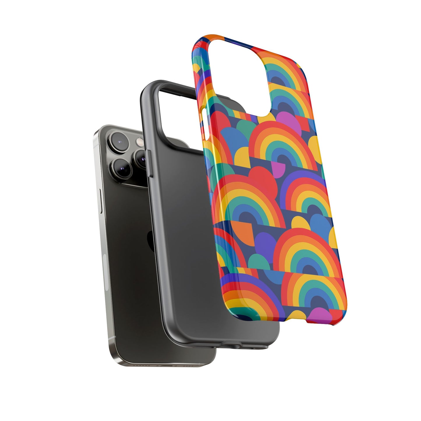 multicolour rainbow design protective phone case – stylish 3d wrap finish for unique expression – compatible with iphone 13, 14, 15 & 16 – all models including pro, pro max & plus