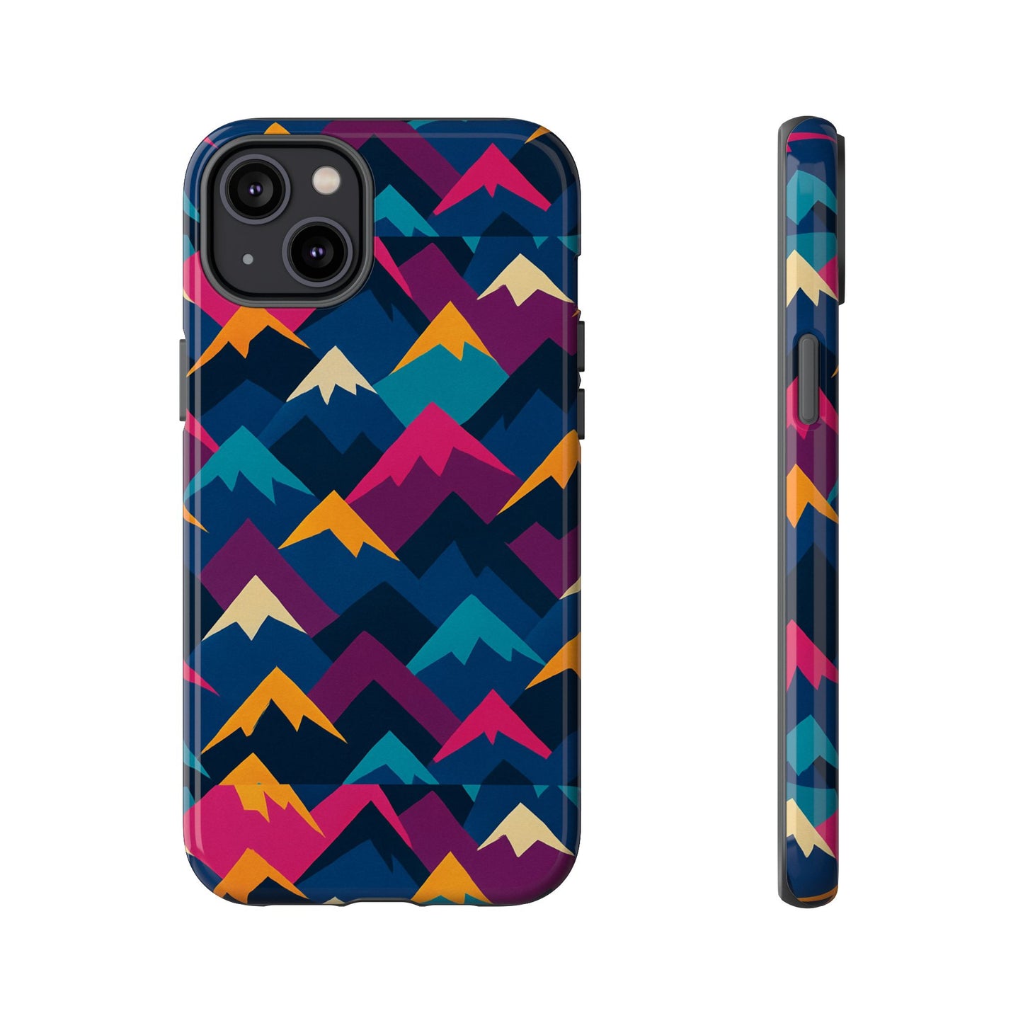 multicolour mountain geometric protective phone case – stylish accessory for unique self-expression compatible with iphone 13, 14, 15 & 16 – all models including pro, pro max & plus