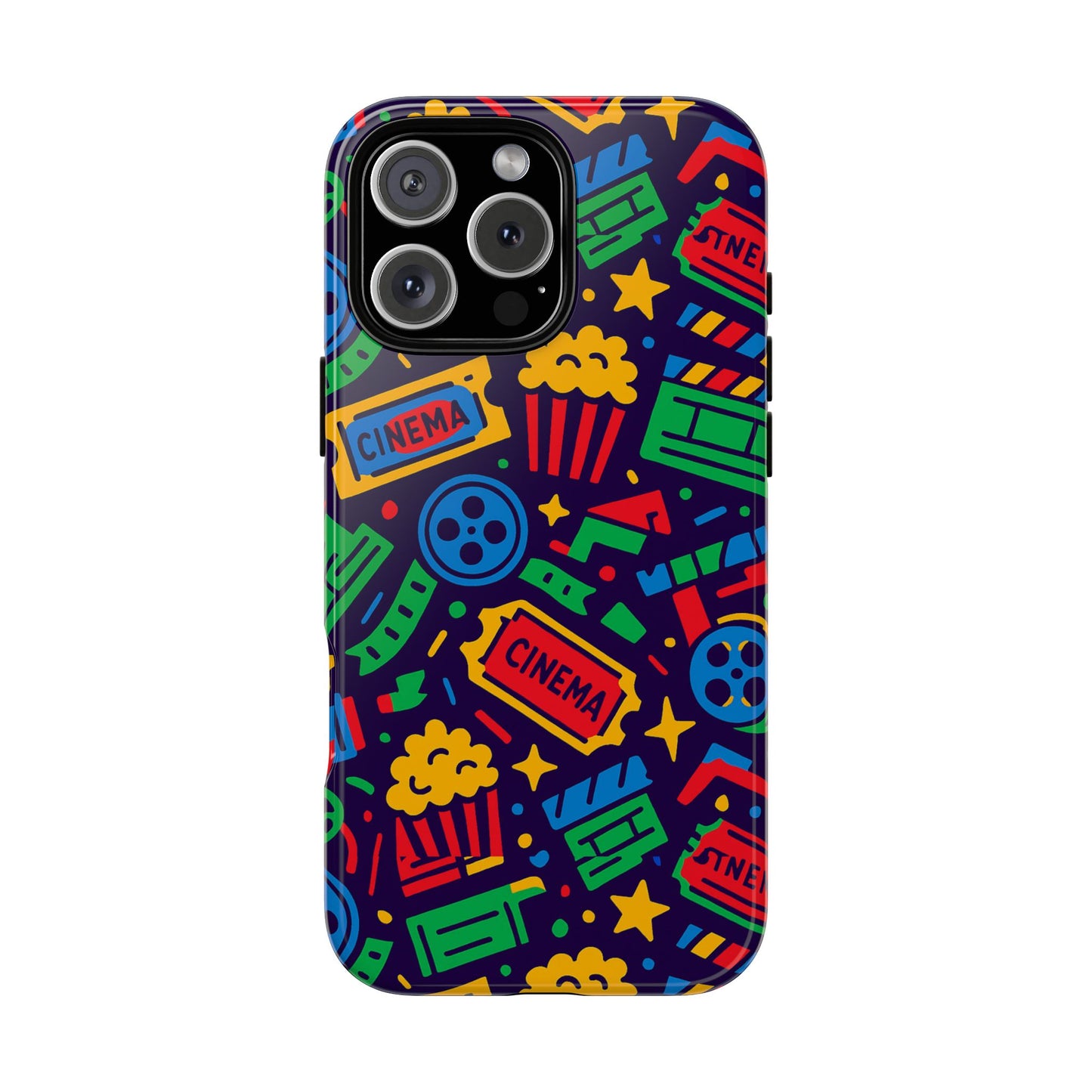 vibrant multicolour cinema-themed 3d wrap protective phone case for self-expression stylish protection compatible with iphone 13, 14, 15 & 16 – all models including pro, pro max & plus