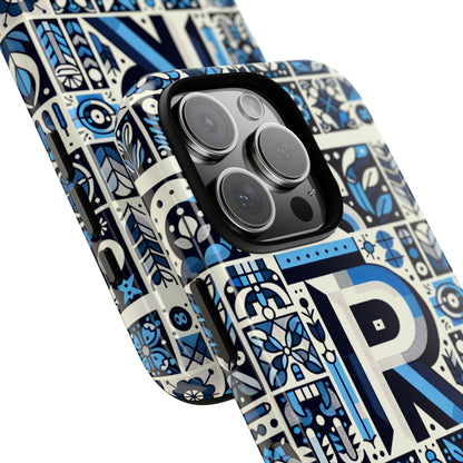 Blue Alphabet R Phone Case with 3D Wrap and Shock Absorption for Kids and Teenagers