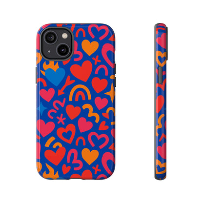 Vibrant Multicolour Heart Design Protective Phone Case Stylish Accessory for Self-Expression Compatible with iPhone 13, 14, 15 & 16 – all models including Pro, Pro Max & Plus