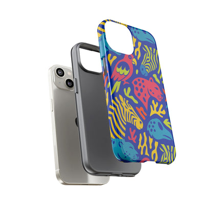 Vibrant Animal Print Protective Phone Case for Stylish Protection with Multicolour Design – Compatible with iPhone 13, 14, 15 & 16 – All Models Including Pro, Pro Max & Plus