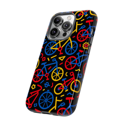 Multicolour 3D Bicycle Phone Case with Retro Design for Stylish Protection Compatible with iPhone 13, 14, 15 & 16 – all models including Pro, Pro Max & Plus