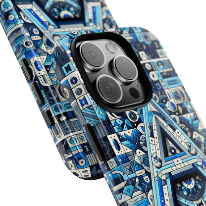 Blue Alphabet Letter A Phone Case for iPhone and Samsung Galaxy Durable Shockproof Cover with 3D Wrap Design Kids and Teenagers Gift