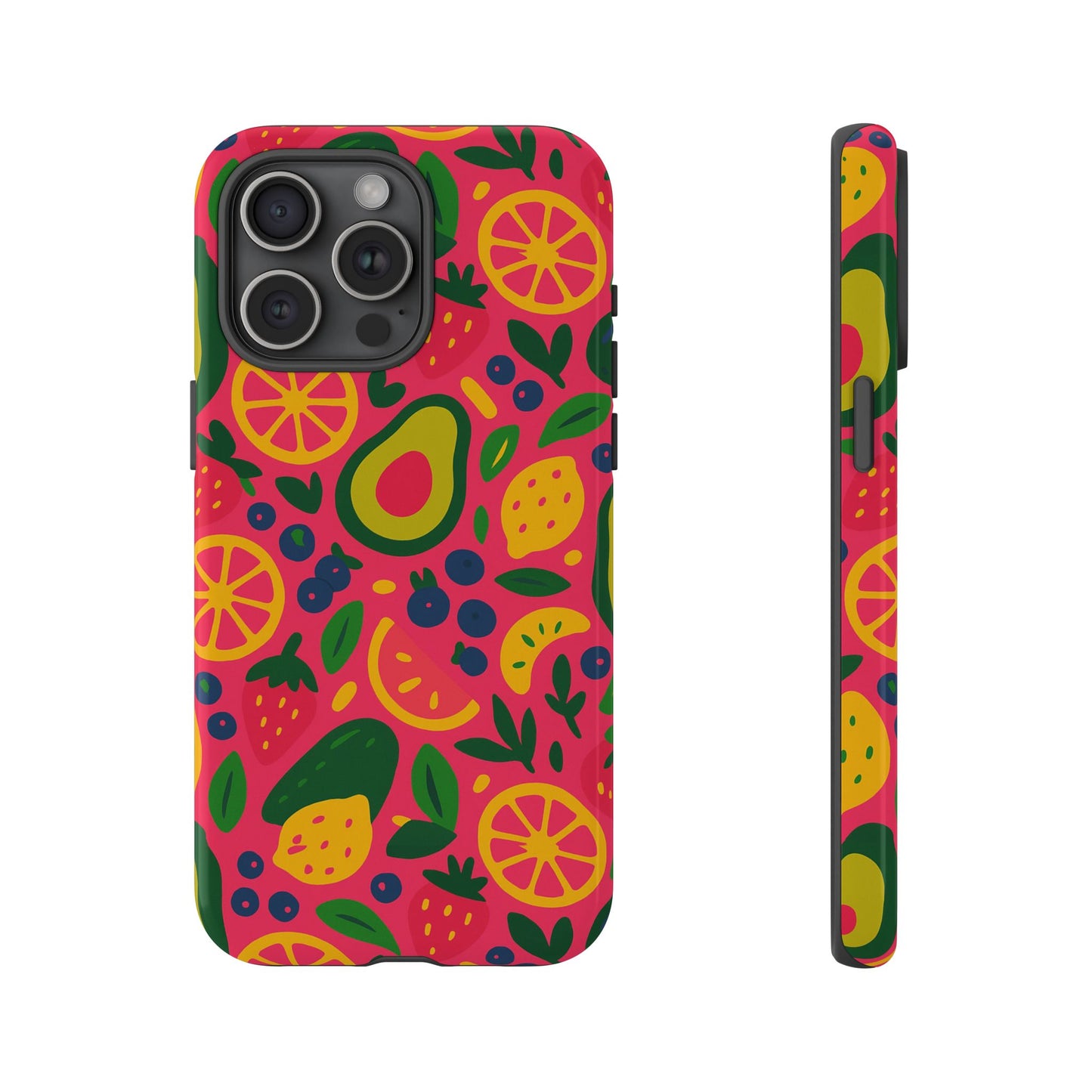 vibrant 3d fruit pattern protective phone case - playful accessory for individuality and stylish protection compatible with iphone 13, 14, 15 & 16 – all models including pro, pro max & plus