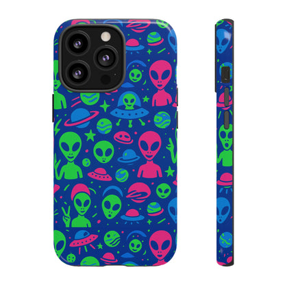 Vibrant Multicolour Alien 3D Wrap Phone Case in Retro Anime Style for Stylish Protection Compatible with iPhone 13, 14, 15 & 16 – all models including Pro, Pro Max & Plus