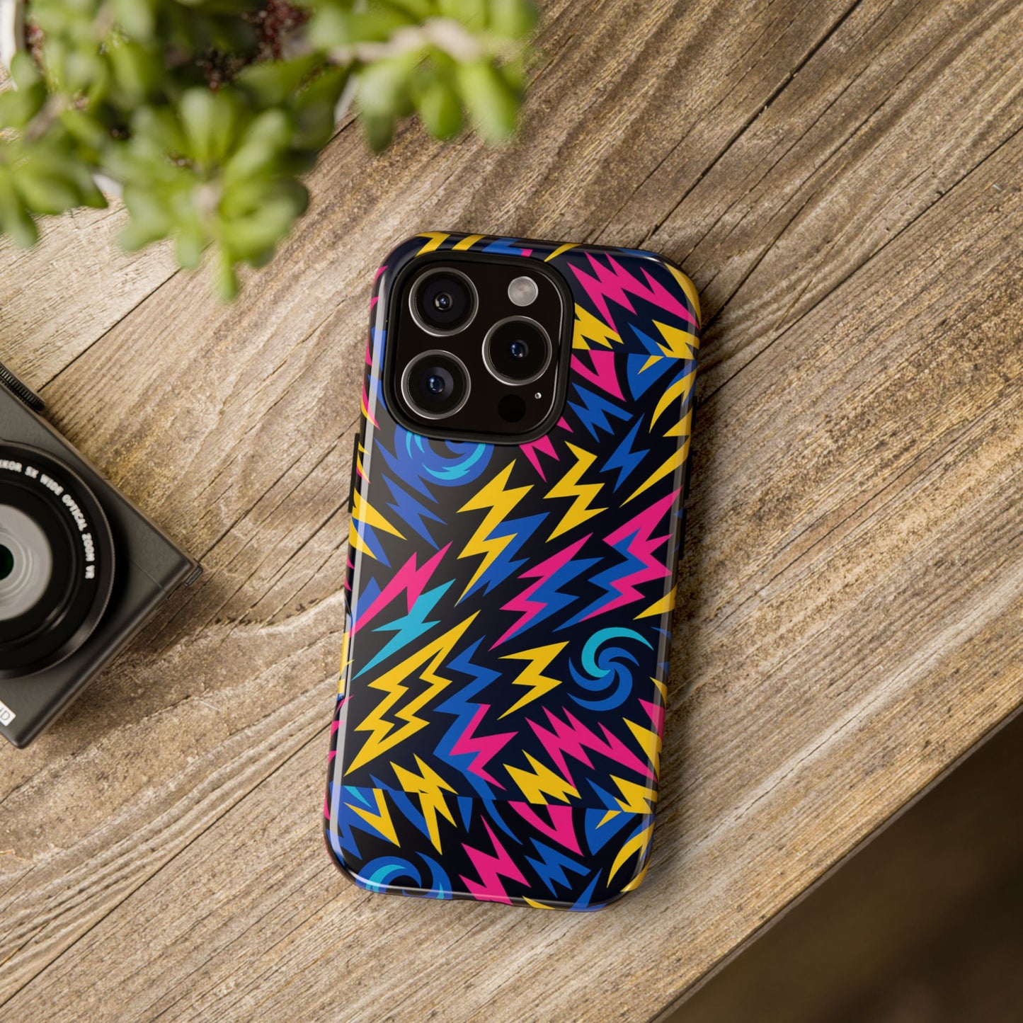 vibrant lightning bolt protective phone case with 3d wrap design for trendy aesthetic accessories compatible with iphone 13, 14, 15 & 16 – all models including pro, pro max & plus