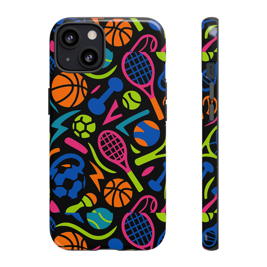 Vibrant 3D Sport-Themed Protective Phone Case in Multicolour Design for Active Lifestyle Compatible with iPhone 13, 14, 15 & 16 – All Models Including Pro, Pro Max & Plus