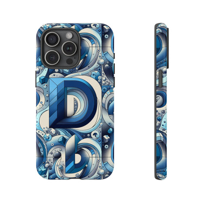 Blue Alphabet D Phone Case with 3D Wrap and Shock Absorption for Kids and Teens Durable TPU Cover with Vivid Print and UV Protection