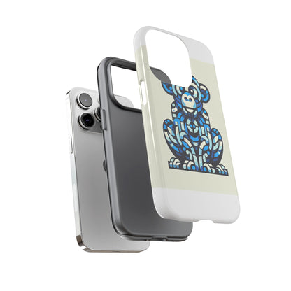 Vibrant Blue 3D Wrap Phone Case with Playful Monkey Design for Creative Individuals Compatible with iPhone 13, 14, 15 & 16 – all models including Pro, Pro Max & Plus