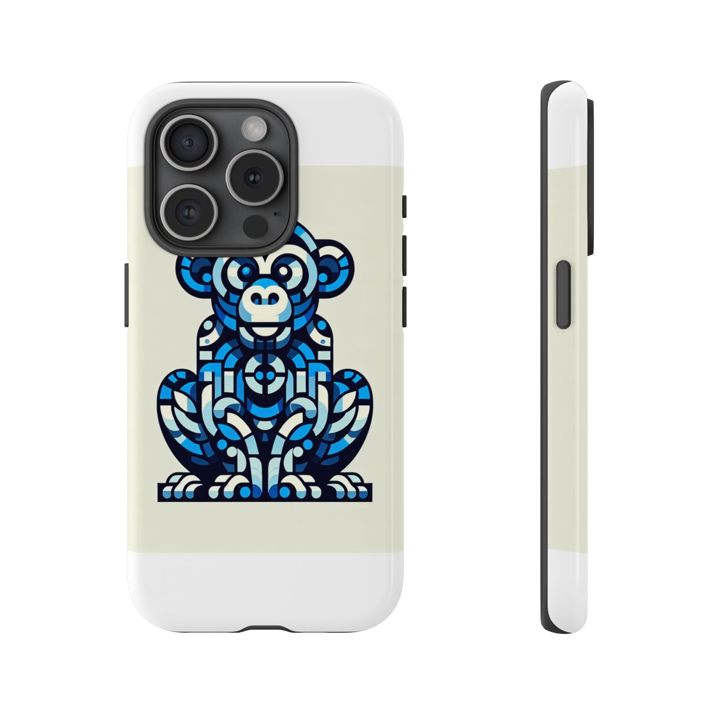 vibrant blue 3d wrap phone case with playful monkey design for creative individuals compatible with iphone 13, 14, 15 & 16 – all models including pro, pro max & plus