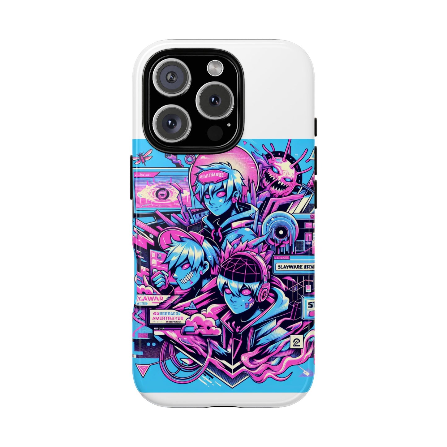 slayware installed protective phone case with 3d wrap design for anime and comic lovers, durable shock absorption, uv protected, glossy or matte finish