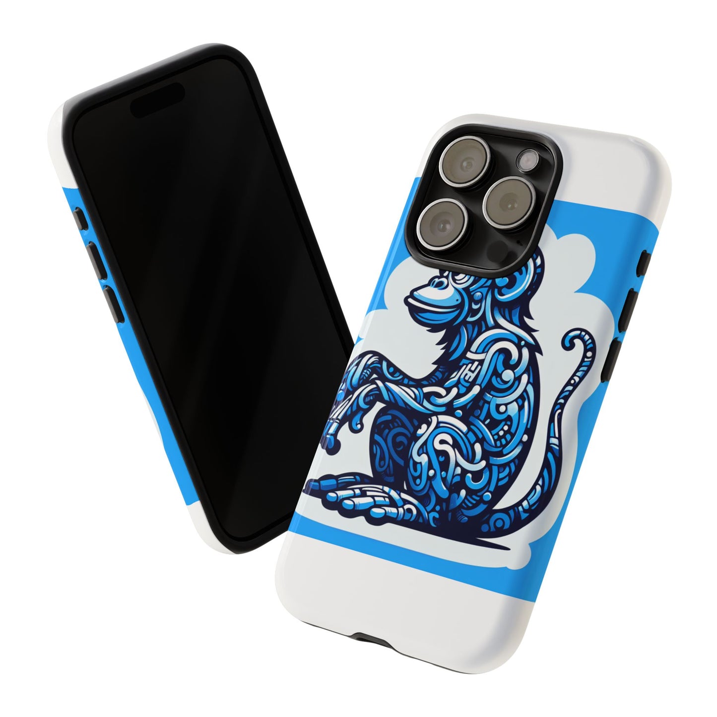vibrant 3d monkey design phone case in blue – stylish protection for smartphones compatible with iphone 13, 14, 15 & 16 – all models including pro, pro max & plus