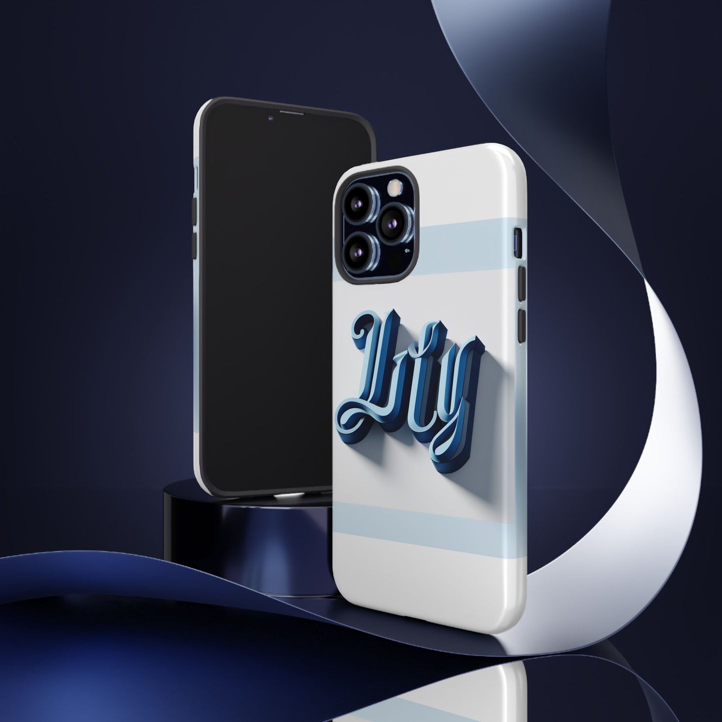 vibrant 3d blue alphabet protective phone case stylish accessory for creative individuals compatible with iphone 13, 14, 15 & 16 – all models including pro, pro max & plus