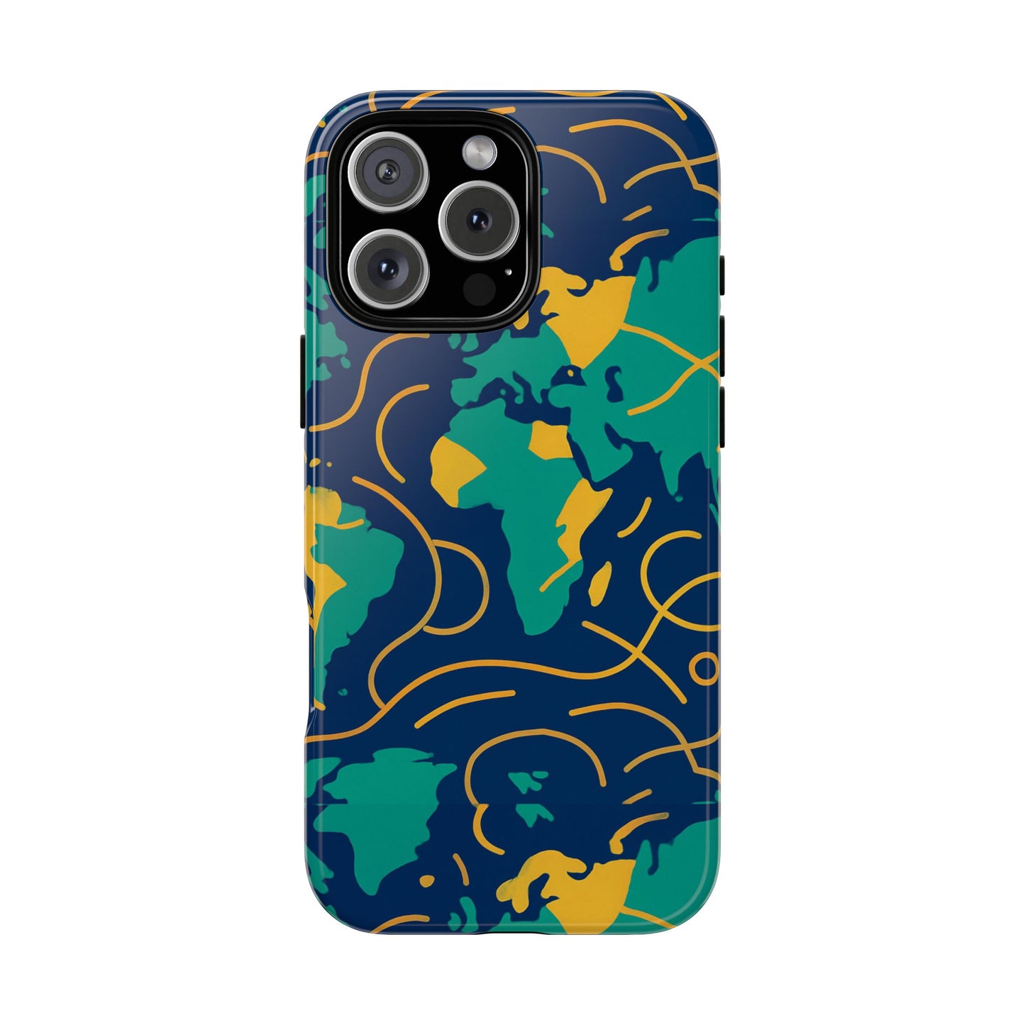 multicolour geometric map 3d wrap protective phone case for men and women, stylish shockproof accessory, compatible with iphone 13, 14, 15 & 16 – all models including pro, pro max & plus