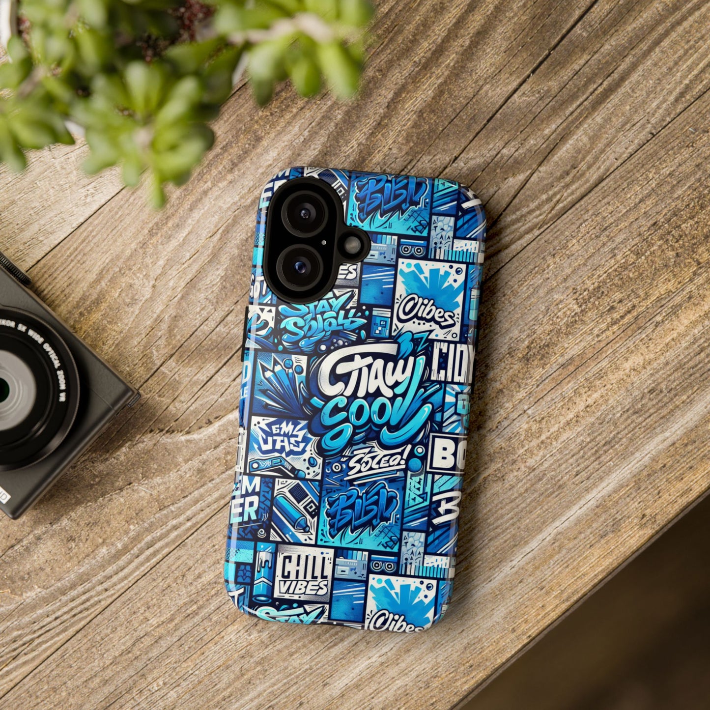 vibrant 3d graphic phone case in blue with playful design for stylish protection compatible with iphone 13, 14, 15 & 16 – all models including pro, pro max & plus