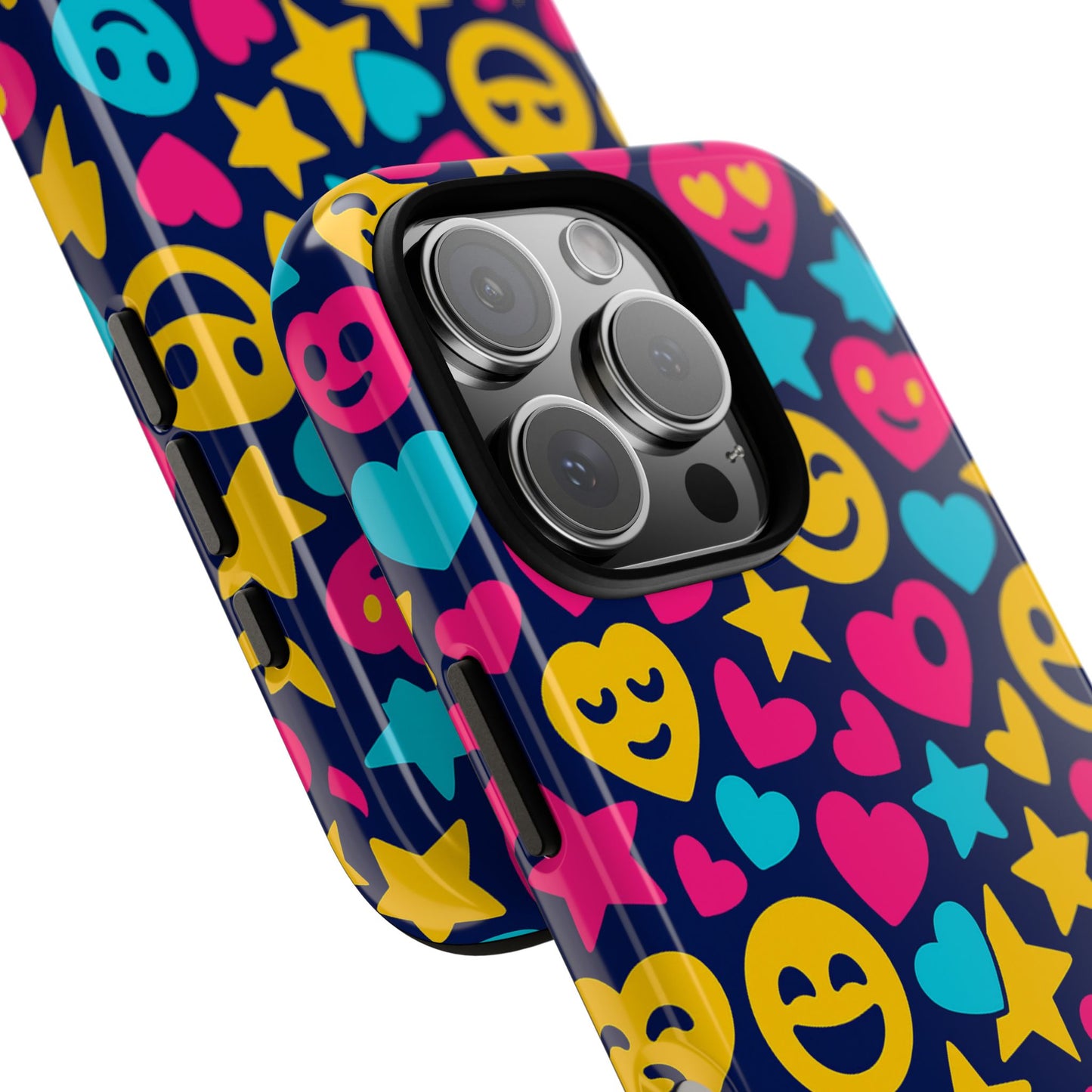 vibrant emoji protective phone case with 3d wrap design for fun style and robust protection compatible with iphone 13, 14, 15 & 16 – all models including pro, pro max & plus