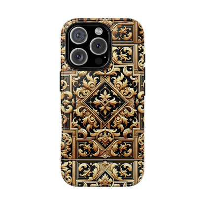 Pattern Image 3 Vibrant Shockproof Phone Case for Anime and Comic Fans - Ornate Baroque Gold Design - Compatible with iPhone 13, 14, 15 & 16 – all models including Pro, Pro Max & Plus