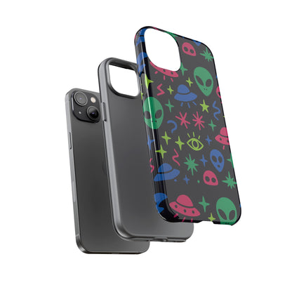 Vibrant Alien Pattern Protective Phone Case with 3D Wrap Design for Unique Expression – Stylish Protection Compatible with iPhone 13, 14, 15 & 16 – All Models Including Pro, Pro Max & Plus