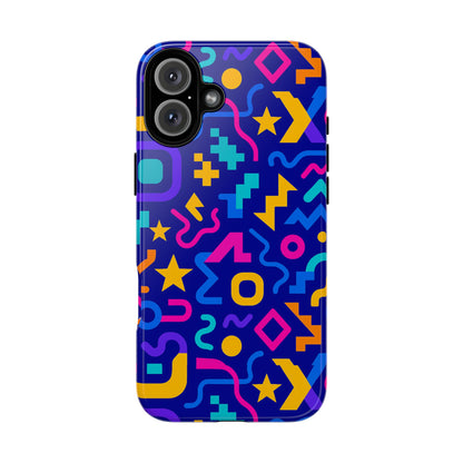 Vibrant Geometric Protective Phone Case with 3D Wrap Design – Playful Accessory for Self-Expression Compatible with iPhone 13, 14, 15 & 16 – all models including Pro, Pro Max & Plus