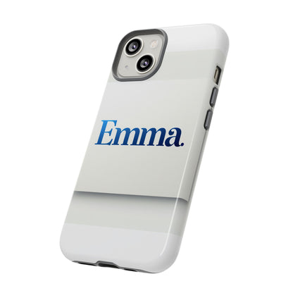 Elegant Personalised Protective Phone Case in White with Blue Typography for Stylish Individuals Compatible with iPhone 13, 14, 15 & 16 – All Models Including Pro, Pro Max & Plus