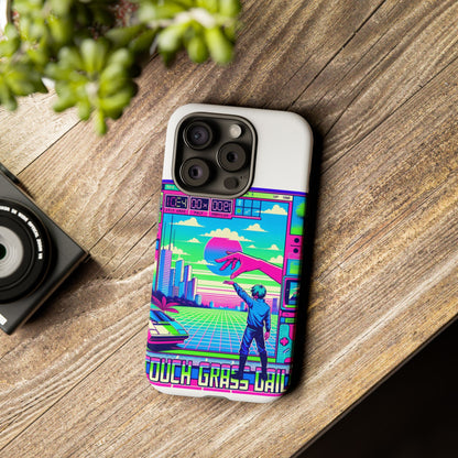 Touch Grass Daily 3D Wrap Protective Phone Case for Smartphones, Durable Shock Absorption, UV Protected, Unique Anime Design, Fun Gift for Tech Enthusiasts