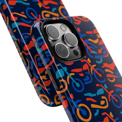 Vibrant 3D Multicolour Motorcycle Pattern Protective Phone Case for Creative Individuals – Stylish Protection Compatible with iPhone 13, 14, 15 & 16 – All Models Including Pro, Pro Max & Plus